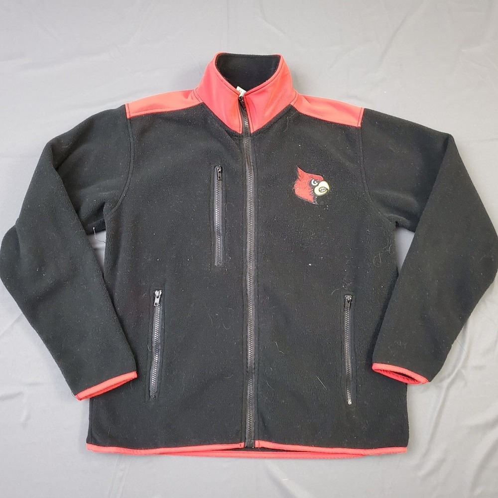 BMOC Louisville Cardinals Fleece Jacket Small Black Red Full‎ Zip The Ville NCAA